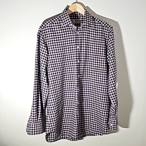NYRON BRITISH STYLE. Mens checked lightweight flannel shirt. Purple & brown. Med - Picture 1 of 7